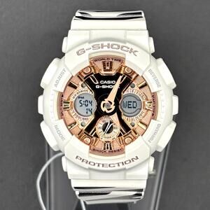 Casio G-Shock GMA-S120MF-7A2 White Rose Gold Zebra Strap NIBWT